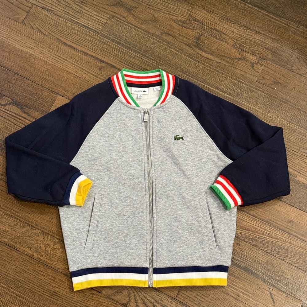 Lacoste Kids' Gray and Navy Hoodie with Colorful Accents